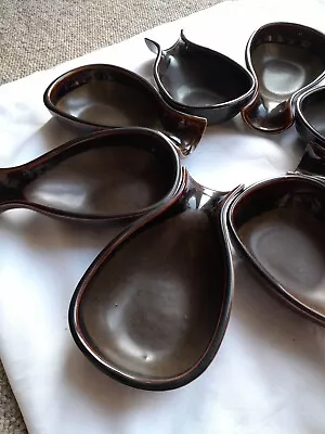 Buy Vintage Jersey Pottery Avocado Bowls X8 Brown Serving Dishes Retro Dinner Party • 20£