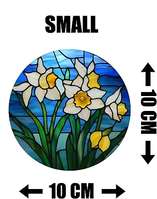 Buy Decorative Daffodil Flower Stained Glass Effect Static Cling Window Sticker Gift • 3.49£