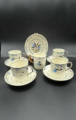 Buy Vintage Wedgewood Demitasse Cups And Saucers CMH5595 Blue Silver • 82.03£