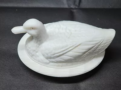 Buy Vintage WESTMORELAND White Milk Glass Large DUCK ON A NEST Candy / Covered Dish • 30.68£