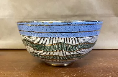 Buy Aldo Londi Bitossi Seta Sgraffito Gold Blue Italy Pottery Bowl Vintage MCM RARE • 142.49£