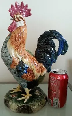Buy Pretty/Old Majolica Rooster Figural Vase, 13 1/4 H With Vivid Glaze & Colors • 469.62£