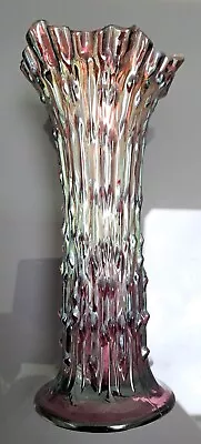 Buy Vintage 9¼  Fenton Glass 'april Showers' Amethyst Vase With Marigold Iridescence • 42.95£