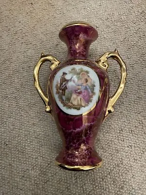 Buy Vintage Limoges La Reine Porcelain Amphora Vase Fragonard Lovers Scene 2 Handles • 9.99£
