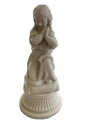 Buy Antique Parian Statue Of Young Woman Kneeling On Pillow • 62.94£