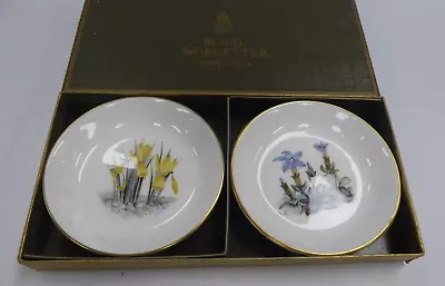 Buy Royal Worcester Fine Bone China Trinket Dish X  2 Boxed Flowers White C4 Y392 • 5.95£
