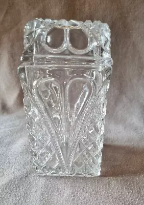 Buy Vintage Square Cut Glass Pickle/condiment Jar With Lid - Approx Height 13.5cm • 10£
