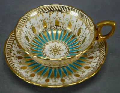 Buy Antique Hammersley Turquoise Enamel & Gold Tea Cup & Saucer Circa 1887-1912 • 470.23£