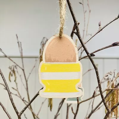 Buy Cornishware Inspired Yellow Egg Cup Wooden Hanging Decoration • 4.50£