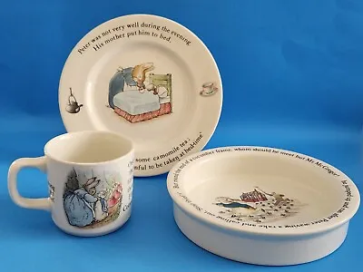 Buy VTG Wedgwood Peter Rabbit Child Breakfast Dish Set Collectible Cup Plate Bowl • 33.14£