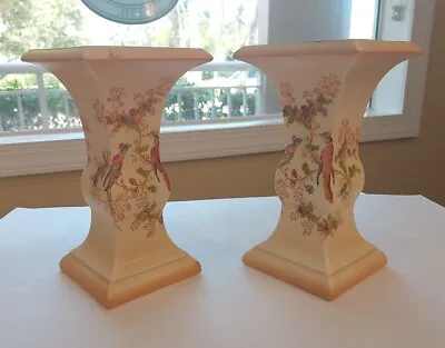 Buy English Pair Of Crown Ducal Ware Vases Hand Painted England 1930-1950 Vintage • 69.07£