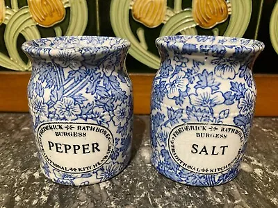 Buy Frederick Rathbone Burgess Blue & White Pottery Kitchen Ware Salt & Pepper Pots • 60£