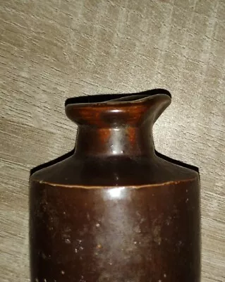 Buy Antique Dark Brown Stoneware Jug / Bottle.  Very Old Item.  UK Rural Seller (bc) • 5£