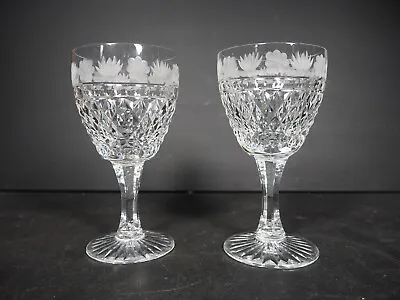 Buy Royal Brierley Pair Of Cut Wine Glasses Signed & Floral Flower Etched • 19.99£