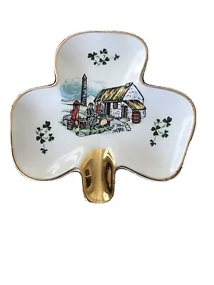 Buy Vintage Carrigaline Pottery Ashtray With Cottage Scene, Clover Shaped  • 8.50£