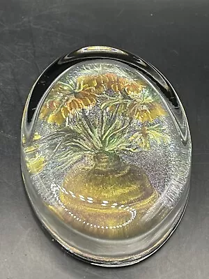 Buy Glass Enesco Floral Paperweight - Made In England Vintage • 26.73£