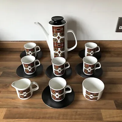 Buy J & G Meakin Coffee Pot, 6 Cup & Saucers, Milk Sugar Maori Pattern Vintage Retro • 24.99£