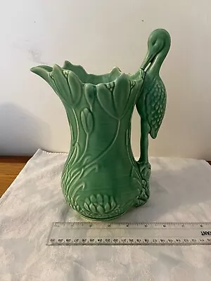 Buy Vintage Sylvac Large Stork Heron Vase Jug Green 1960 Perfect 10  High • 19£