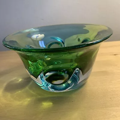 Buy Kosta Boda Goran Warff Swedish Art Glass Bowl - Signed - Blue/green • 40£