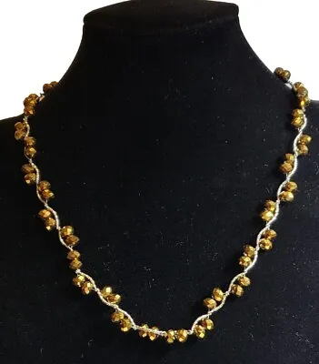 Buy Pretty Vintage Dark Gold Colour Crystal Rhinestones Beads Strong Magnetic Chain  • 5£