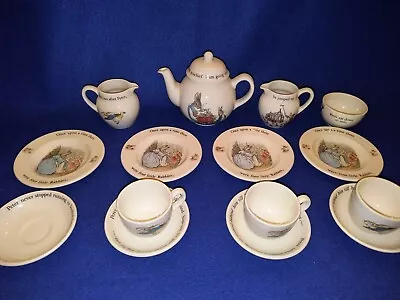 Buy Huge (16 Pc) Wedgewood Peter Rabbit Tea Pot Cups Saucers Plates Creamer Child's  • 96.07£