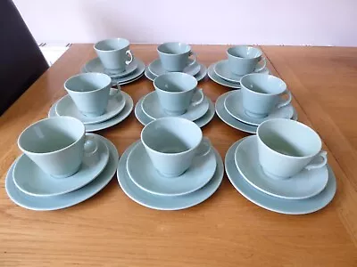 Buy 9 Woods Ware Beryl Trios - Cups Saucers Plates - Green Utility Ware - Last Ones! • 28£