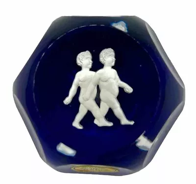 Buy Baccarat Cobalt Blue Crystal Zodiac Paperweight Gemini Twins Signed 2.75  • 28.46£