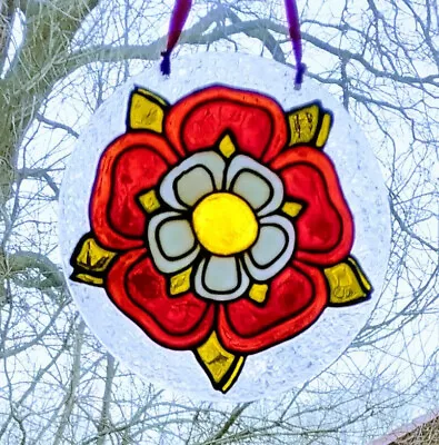Buy Traditional Tudor Rose Stained Glass Art Suncatcher Individually Hand Painted • 7.95£