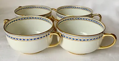 Buy Set Of 4 Elegant Charles Field Haviland Gda Limoges Cobalt & Gold Bouillon Cups  • 38.35£
