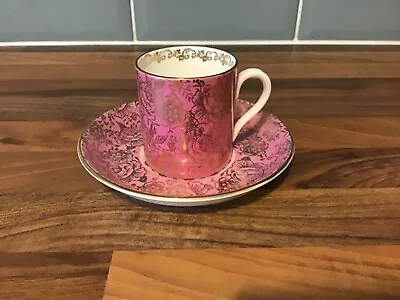 Buy Crown Staffordshire Bone China Pink & Gold Coffee Cup & Saucer. Mint Condition. • 5.99£