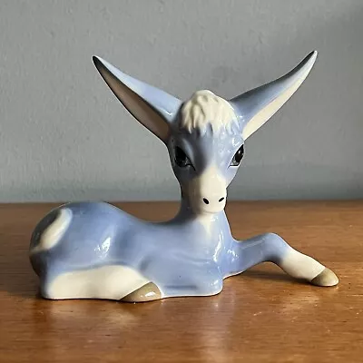Buy Vintage Szeiler Lying Donkey Foal Ceramic Figurine Blue Kitsch Pottery • 12£
