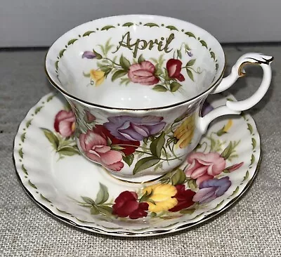 Buy Royal Albert Flower Of The Month Cup Saucer - April Sweet Pea • 15£