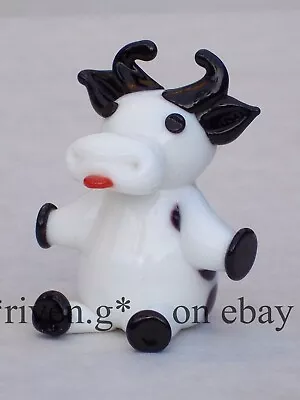 Buy FREESIAN COW Figurine@Collectable Glass Ornament@Black & White FARM Animal Gift • 9.50£