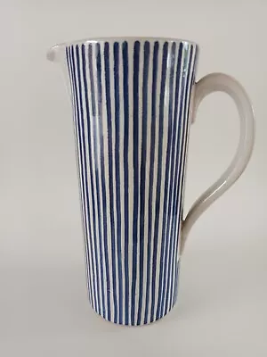 Buy Vintage Rye Pottery Tall Blue Stripe  Jug - 1960s  • 15.49£