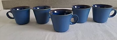 Buy 5 Blue Denby Mugs/cups 3  Inch Tall - Blue Speckle Matt Finish High Sheen Inside • 9.99£