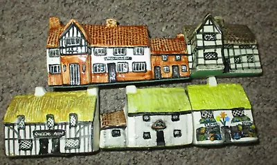 Buy Tey Pottery Britain In Miniature 5 X Ornaments Village Scene PUBS COTTAGES SHOP • 20£