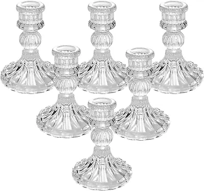 Buy 6PCS Taper Glass Candle Holders For Candlestick Candles, Decorative Candle Stick • 23.65£