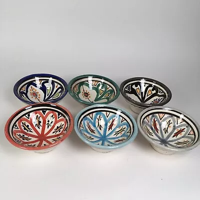 Buy Vintage Safi Moroccan Redware Pottery Bowls Dip Sauce 3.75” Multicolor Hand Made • 23.67£