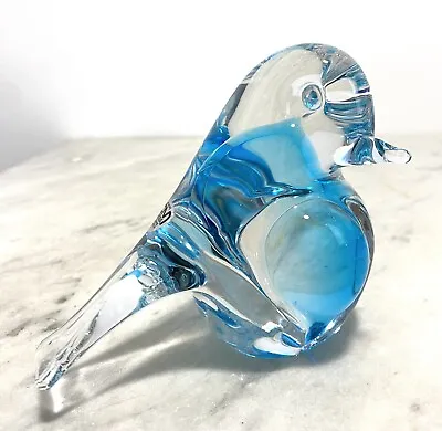 Buy FM Konstglass Vintage Swedish Blue Art Glass Bird • 14.95£