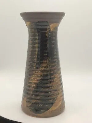 Buy Pottery Craft USA Brown And Gold Hand Thrown Ribbed 1970’s Vase • 34.30£