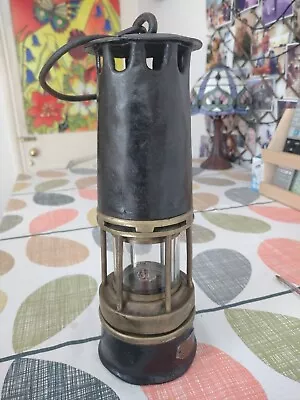 Buy Vintage Miners Lamp, Baccarat Glass, From France, Brass & Painted, 6 Parts • 25£