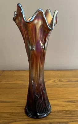 Buy Vintage Carnival Glass Amethyst  Carnival Glass Swung Vase • 28.76£