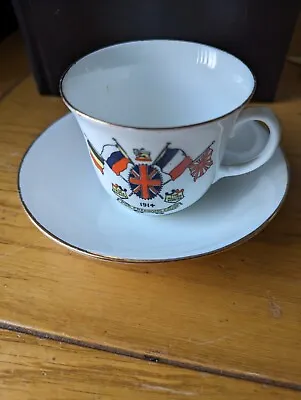 Buy ANTIQUE CUP AND SAUCER. THE ALLIED FORCES  1914. SUTHERLAND CHINA. Militaria. • 4.99£