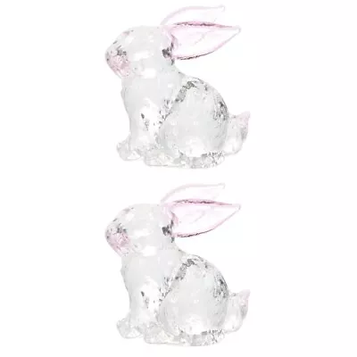 Buy Set 2 Glass Rabbit Crystal Animal Figurines Sculpture Ornament Paperweight • 10.29£