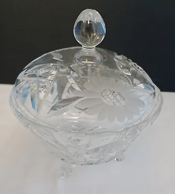 Buy Crystal Glass Cut Bon Bon Bowl And Domed Glass Lid. • 5.99£