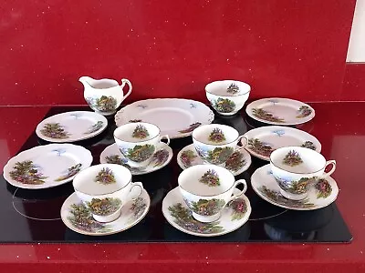 Buy  Royal Vale Homestead Thatch Cottage  Part Tea Set Cups,Saucers,Plates 17 Piece • 29.99£