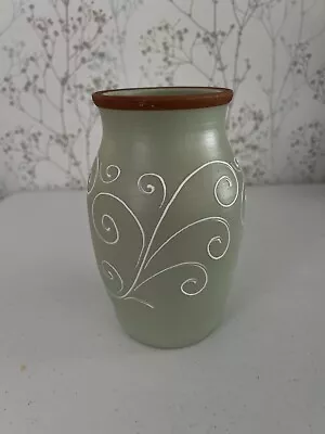 Buy Vintage Denby Stoneware Ferndale Green And White Pattern 8 Inch High Vase. VGC • 7.99£