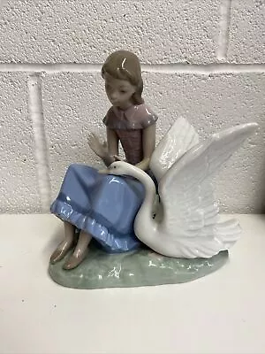 Buy Lladro Nao Figurine 1008 Girl With Swan  The Swan  • 35£