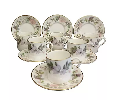 Buy Royal Worcester June Garland Bone China Set Of 6 Coffee Cups & Saucers. • 19.99£