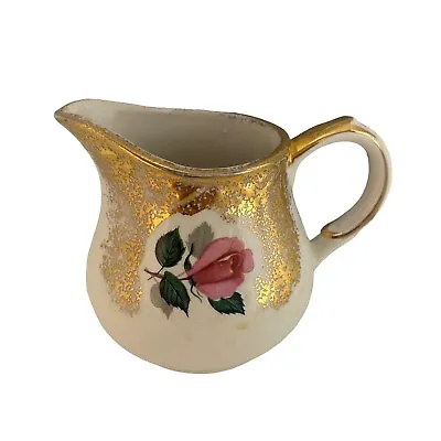 Buy Vintage Arthur Wood 4876 Creamer Milk Jug Pink Roses Gold Spray & Trim Ceramic • 9.99£